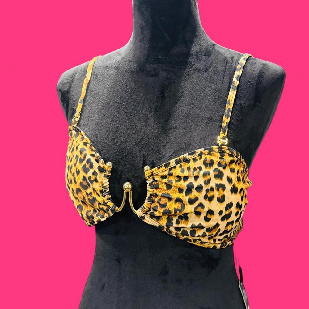 Leopard Animal Print Bikini Top XL